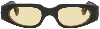 Han Kjobenhavn Black & Yellow Dash Sunglasses In Matte Black