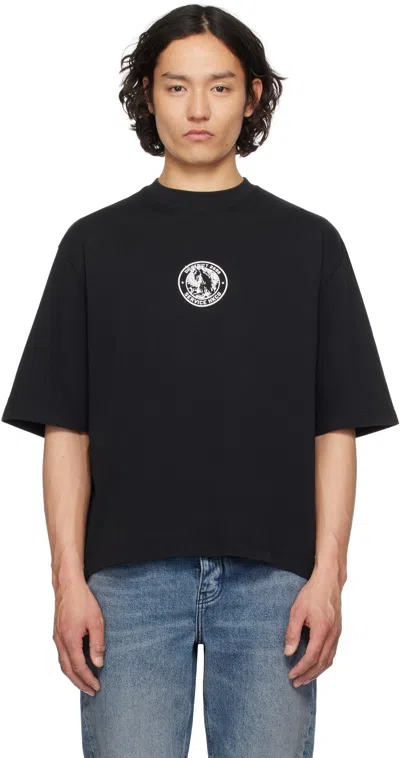 Han Kjobenhavn Black 'officer' Printed Oversized T-shirt In Anthracite Black