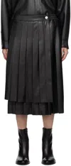 Han Kjobenhavn Black Pleated Faux-leather Midi Skirt In Black