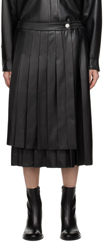 Han Kjobenhavn Black Pleated Faux-leather Midi Skirt