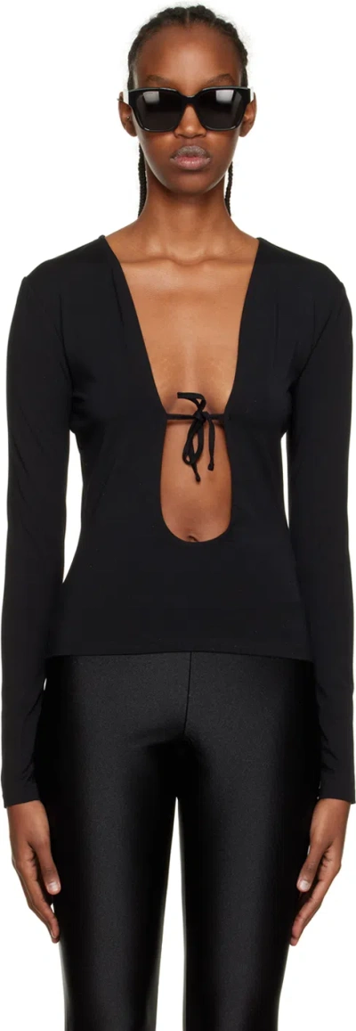 Han Kjobenhavn Black Self-tie Long Sleeve T-shirt