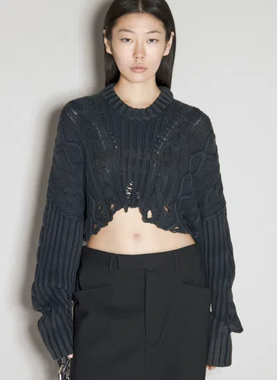 Han Kjobenhavn Cable Knit Distressed Sweater In Black