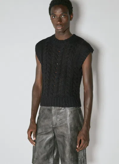 Han Kjobenhavn Cable Knit Sweater Vest In Black
