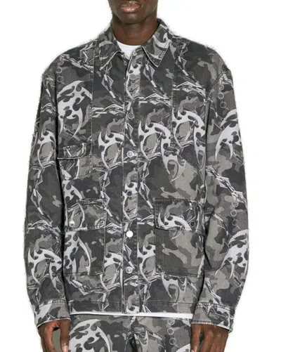 Han Kjobenhavn Camo Printed Utility Shirt In Multi