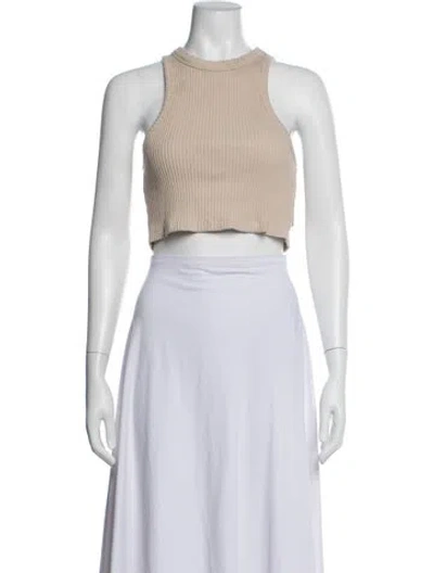 Pre-owned Han Kjobenhavn Crew Neck Sleeveless Crop Top In Neutrals