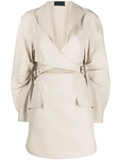 Han Kjobenhavn Cut-out-detail Belted Dress In Neutrals