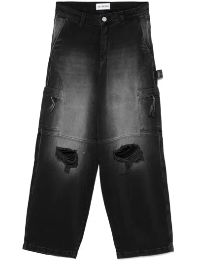 Han Kjobenhavn Distressed Cargo Jeans In Black