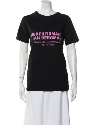 Pre-owned Han Kjobenhavn Graphic Print Crew Neck T-shirt In Black
