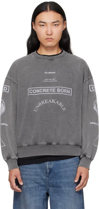 Han Kjobenhavn Gray Graphic Printed Crewneck Sweatshirt