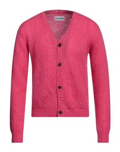 Han Kjobenhavn Han Kjøbenhavn Man Cardigan Fuchsia Size L Mohair Wool, Polyamide, Merino Wool In Pink