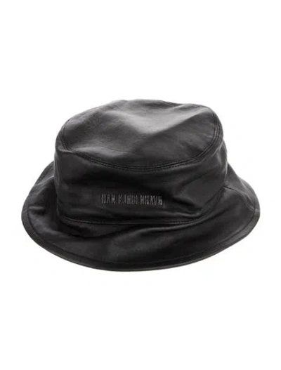 Pre-owned Han Kjobenhavn Leather Branded Bucket Hat In Black
