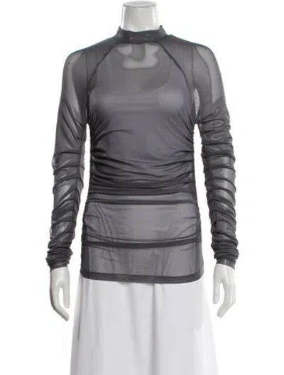 Pre-owned Han Kjobenhavn Mock Neck Long Sleeve Top In Gray