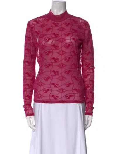 Pre-owned Han Kjobenhavn Printed Mock Neck Sweatshirt In Pink