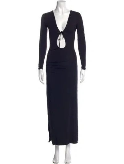Pre-owned Han Kjobenhavn V-neck Long Dress In Blue