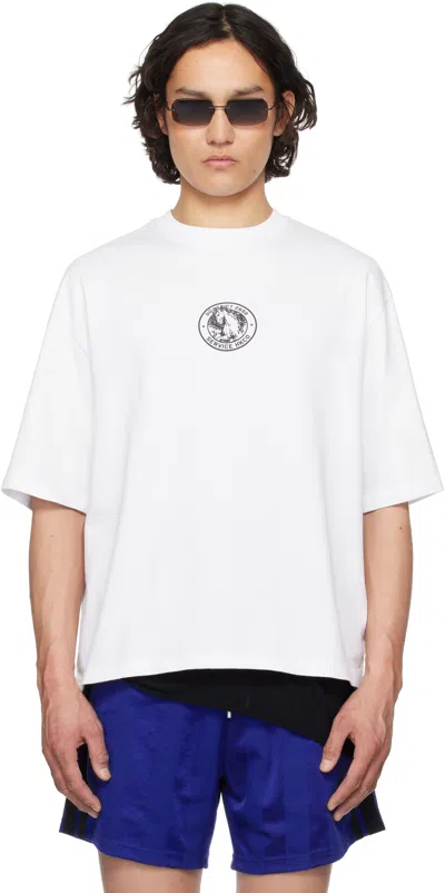 Han Kjobenhavn White 'officer' Printed Oversized T-shirt In Optic White