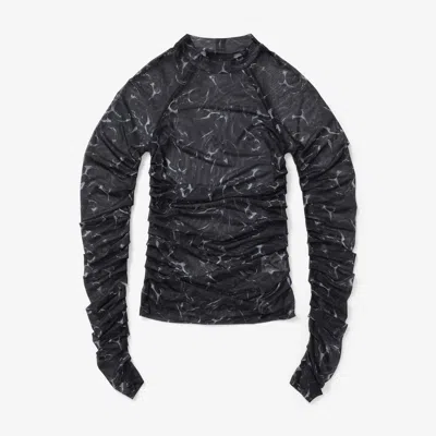 Han Kjobenhavn Wmns Printed Mesh Plated Long Sleeve In Gray