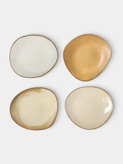 Hana Karim Studio Hand-built Ceramic Dessert / Salad Plates - 7in/18cm (set Of 4) In Multi