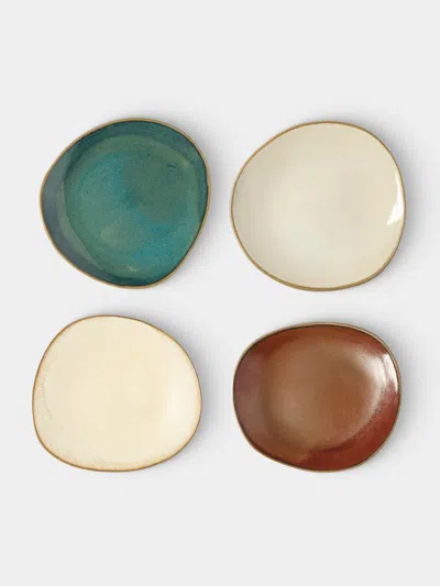 Hana Karim Studio Hand-built Ceramic Dessert / Salad Plates - 7in/18cm (set Of 4) In Multi