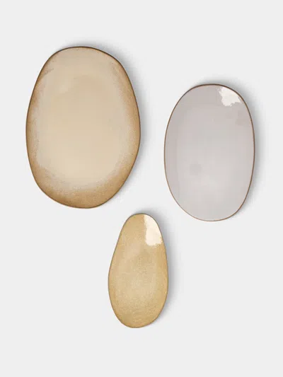 Hana Karim Studio Hand-built Stoneware Mixed Platters (set Of 3) In Multi
