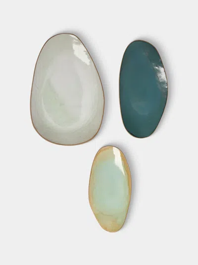 Hana Karim Studio Hand-built Stoneware Mixed Platters (set Of 3) In Multi