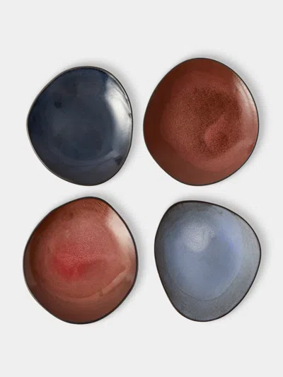 Hana Karim Studio Hand-built Stoneware Dessert / Salad Plates - 8in/20cm (set Of 4) In Multi