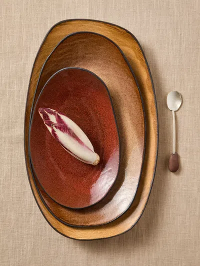 Hana Karim Studio Hand-built Stoneware Mixed Platters (set Of 3) In Brown