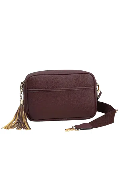 Hana Rectangle Tassel Crossbody Sling Bag In Chocolate Brown In Multi