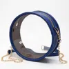 Hana Solid Color Trim Clear Round Crossbody Bag In Royal Blue In Blue