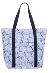 Hana Women's Shell Pattern Tropical Print Vacation Travel Tote Bag In Navy In Blue