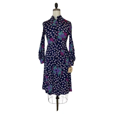 Pre-owned Hanae Mori Floral Dress, Circa 1970s In Black