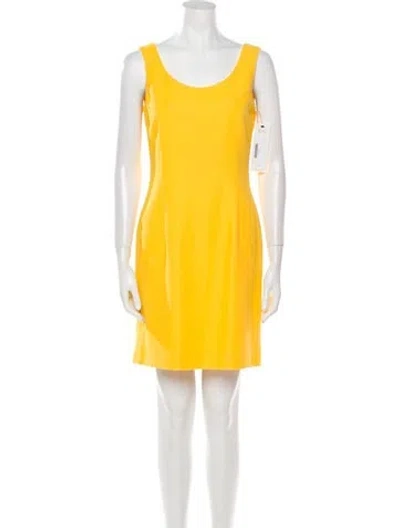 Pre-owned Hanae Mori Scoop Neck Mini Dress In Yellow