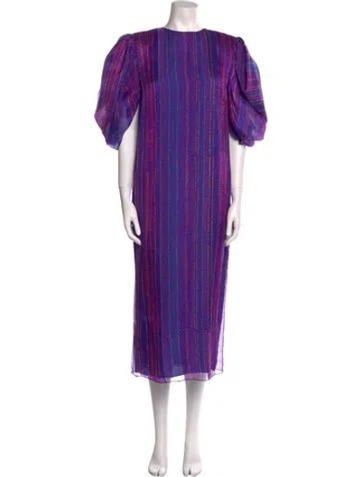 Pre-owned Hanae Mori Vintage Long Dress In Purple