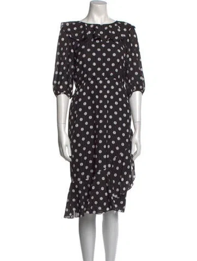 Pre-owned Hanae Mori Vintage Midi Length Dress In Black