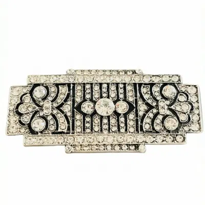 Hanah Jewellery Women's Grey Beatrice - Timeless Art Deco Brooch In Gray