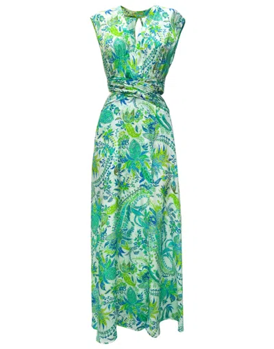 Hanami D'or Silk Crepe Dress With Embossed Crisscross In Multi