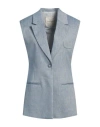Hanami D'or Woman Blazer Azure Size 8 Cotton, Polyester, Elastane In Blue