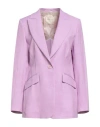 Hanami D'or Woman Blazer Lilac Size 8 Viscose, Linen In Purple