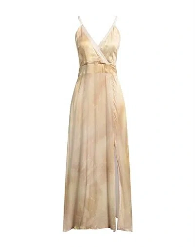 Hanami D'or Woman Maxi Dress Sand Size 8 Viscose, Silk In Beige