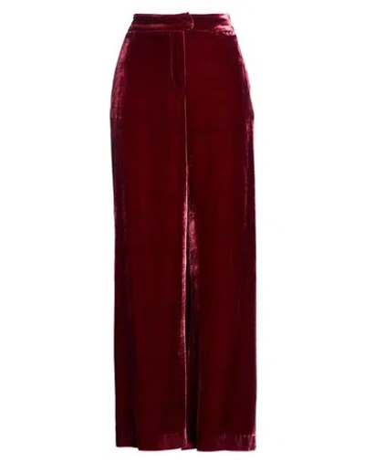 Hanami D'or Woman Pants Burgundy Size 6 Viscose, Silk In Red