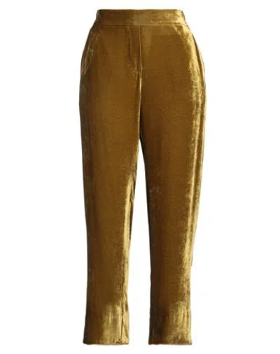 HANAMI D'OR HANAMI D'OR WOMAN PANTS MUSTARD SIZE 12 VISCOSE, SILK