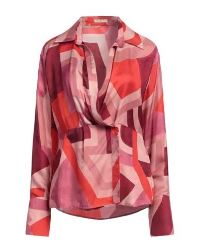 Hanami D'or Woman Shirt Red Size 10 Viscose, Silk