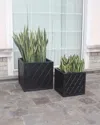 Hanamint Lattice Outdoor 2-pack Planter Boxes, 18" And 24" In Terra Mist