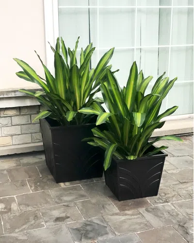 Hanamint Palm Outdoor 2-pack Planter Boxes, 18" & 24" In Black