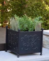 Hanamint Tuscany Outdoor 18" Small Square Planter Box In Desert Bronze
