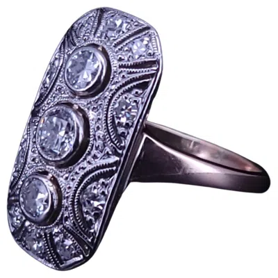 Pre-owned Hand Made 14k Two Tone Gold Wicushion Cut Natural Emerald & Diamond Ring In 18k White Gold