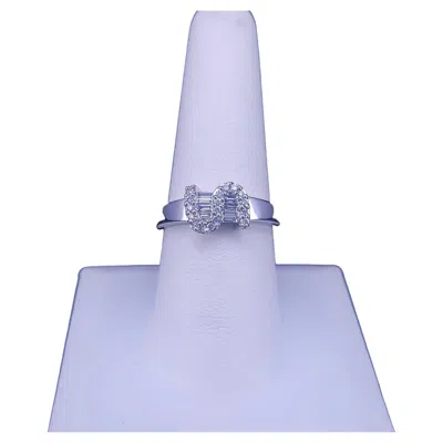 Pre-owned Hand Made 18k White Gold Baguette And Round Diamond Dollar Sign Ring
