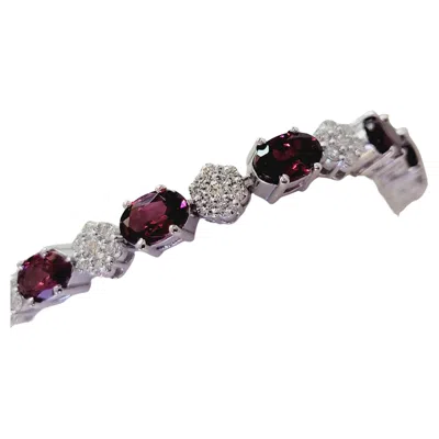 Pre-owned Hand Made Amethyst Bracelet 14k White Gold Bracelet With Diamonds