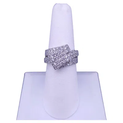 Pre-owned Hand Made Aurora Pavé Diamond Multi-band Wrap Ring In 14k White Gold