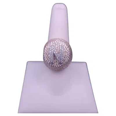 Pre-owned Hand Made Custom Diamond Pavé Monogram “n” Ring In 18k Yellow Gold