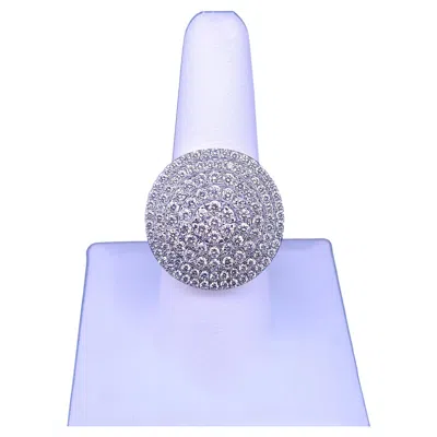 Pre-owned Hand Made Custom Made 14k Yellow Gold Diamond Concentric Circle Ring, Size 8.25